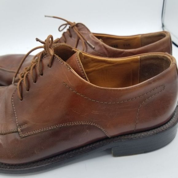 Mens Oxford shoes 9.5 Cole Haan Wooden Soles Brown Lace Up lacers Italy - Picture 4 of 14